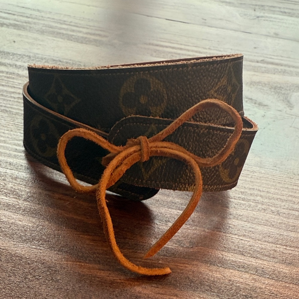 Louis Vuitton Monogram wrap bangle with Brown Leather Tie